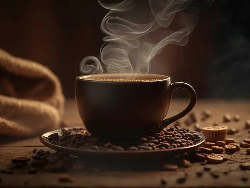 یک فنجان قهوه ی داغ